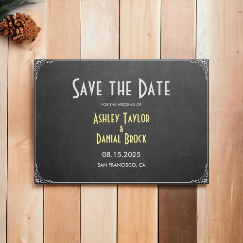 Elegant Vintage Retro Chalkboard Script Wedding Save The Date