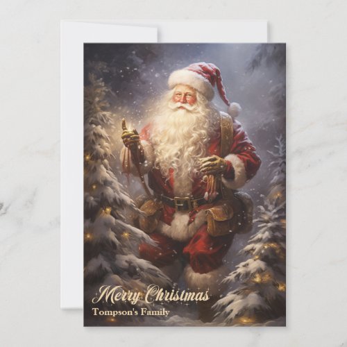 Elegant vintage retro classic Santa Claus Holiday Card