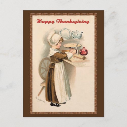 Elegant Vintage Retro Happy Thanksgiving Greeting Holiday Postcard