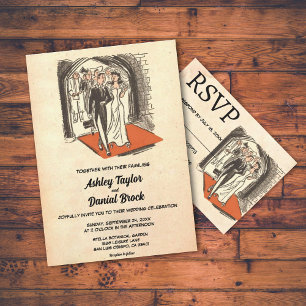 Elegant Vintage Retro Old Couple Rustic Wedding Invitation