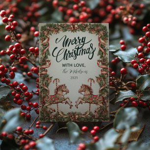 Elegant Vintage Rocking Horse Christmas Holiday Card