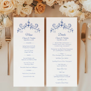Elegant Vintage Romance Blue Food and Drinks Menu