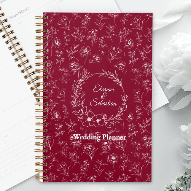 Elegant Vintage Romance Burgundy Floral Wedding Planner (Creator Uploaded)