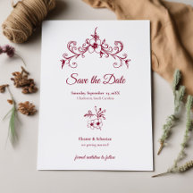 Elegant Vintage Romance Burgundy Floral Wedding