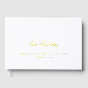 Elegant Vintage Romantic Black and White Wedding Foil Guest Book