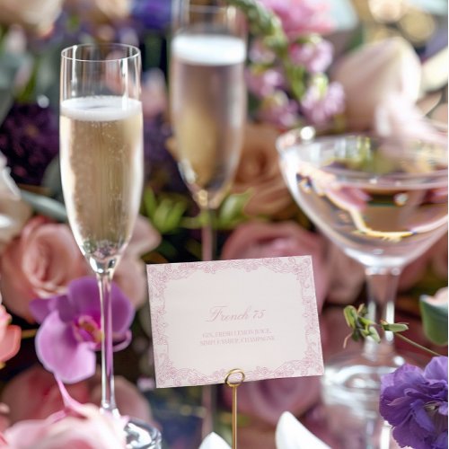 Elegant Vintage Romantic Pink Cocktail Card