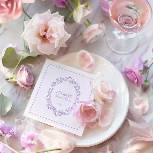  Elegant Vintage Romantic Purple Bridal Shower  Napkins
