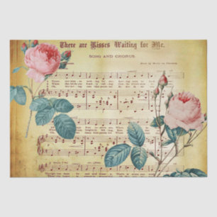 Elegant Vintage Rose Antique Sheet Music Notes