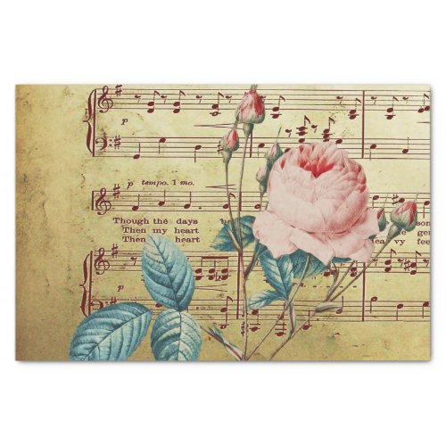 Elegant Vintage Rose Antique Sheet Music Notes