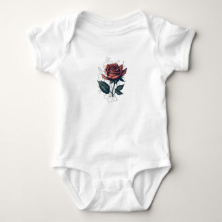 Elegant Vintage Rose – Floral Art T-Shirt Design Baby Bodysuit