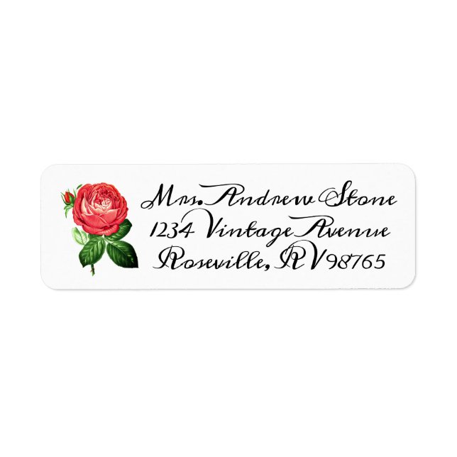 Elegant Vintage Rose Floral Feminine Address Label (Front)