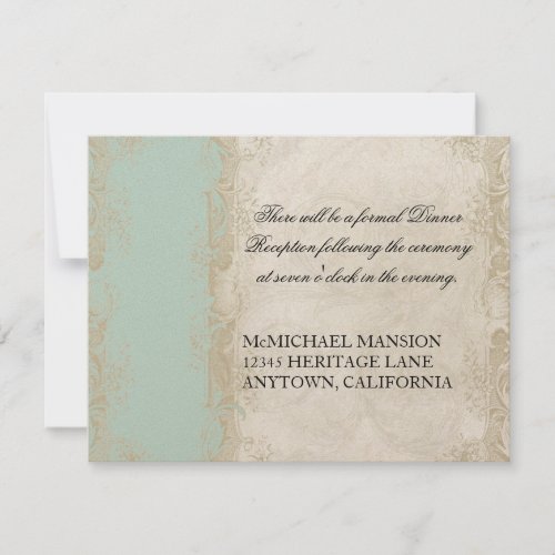 Elegant Vintage Rose Floral Mint n Cream Lace Invitation