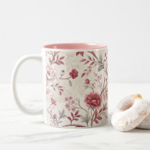 Elegant Vintage Rose Floral Pattern Coffee Mug
