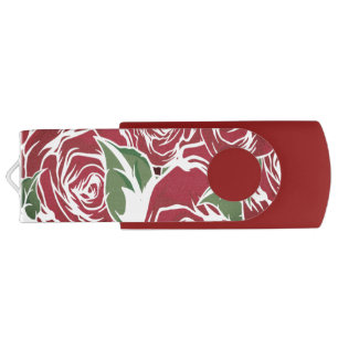 Elegant Vintage Rose Floral USB Flash Drive