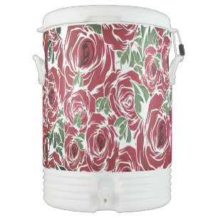 Elegant Vintage Rose Garden Pattern Beverage Cooler