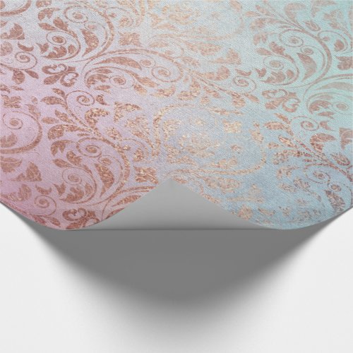 Elegant vintage rose gold damask watercolor wrapping paper