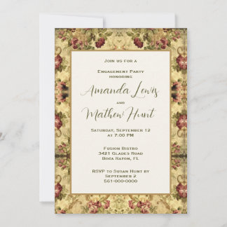 Elegant Vintage Rose Gold Engagement Party  Invitation