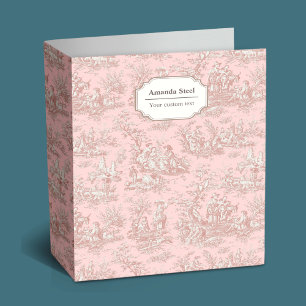Elegant vintage rose gold toile de jouy 3 ring binder