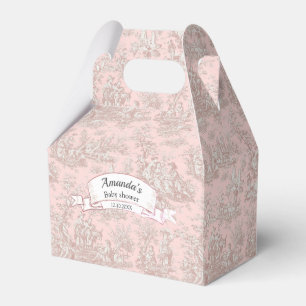 Elegant vintage rose gold toile de jouy monogram favor boxes