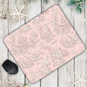 Elegant vintage rose gold toile de jouy  mouse pad