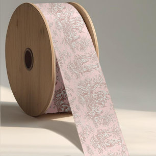 Elegant vintage rose gold toile de jouy satin ribbon