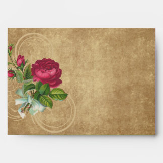 Elegant Vintage Rose, Magenta/Brown Envelope