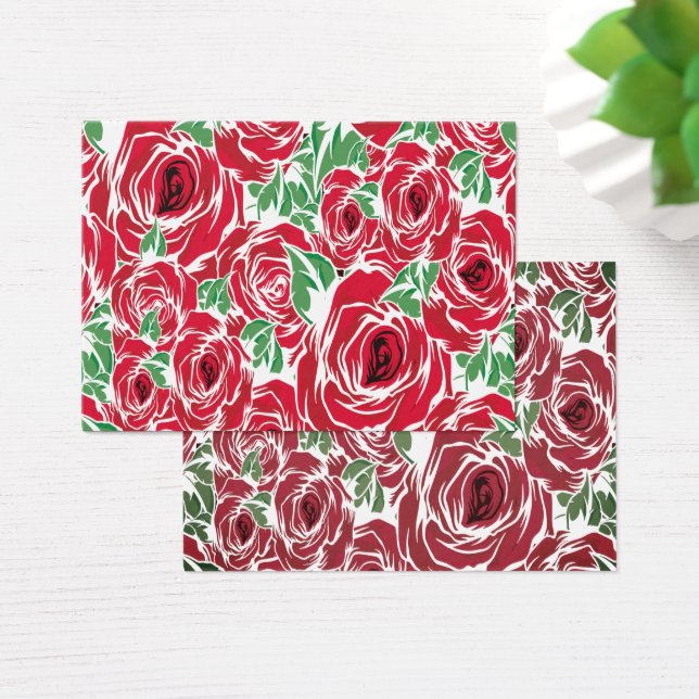Elegant Vintage Rose Pattern - Red & Green Floral  (Desk)