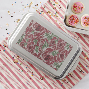 Elegant Vintage Rose Pattern - Red & Green Floral Cake Pan