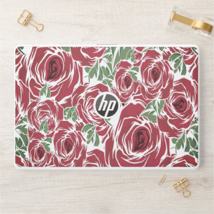 Elegant Vintage Rose Pattern - Red & Green Floral  HP Laptop Skin