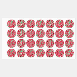 Elegant Vintage Rose Pattern - Red & Green Floral Kids' Labels