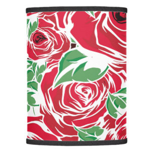 Elegant Vintage Rose Pattern - Red & Green Floral Lamp Shade