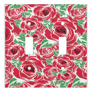 Elegant Vintage Rose Pattern - Red & Green Floral Light Switch Cover