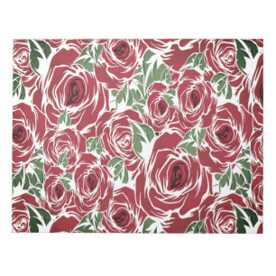 Elegant Vintage Rose Pattern - Red & Green Floral Notepad