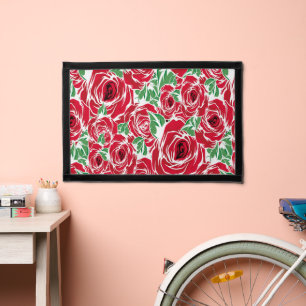 Elegant Vintage Rose Pattern - Red & Green Floral Pennant