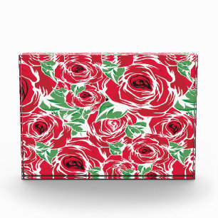 Elegant Vintage Rose Pattern - Red & Green Floral Photo Block
