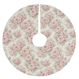 Elegant Vintage Rose Seamless Floral Pattern Brushed Polyester Tree Skirt