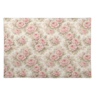 Elegant Vintage Rose Seamless Floral Pattern Cloth Placemat