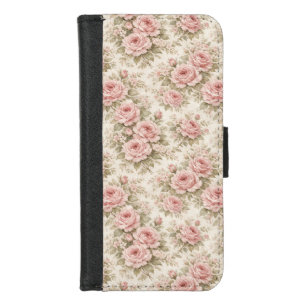 Elegant Vintage Rose Seamless Floral Pattern iPhone 8/7 Wallet Case