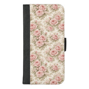 Elegant Vintage Rose Seamless Floral Pattern iPhone 8/7 Plus Wallet Case