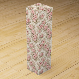 Elegant Vintage Rose Seamless Floral Pattern Wine Box
