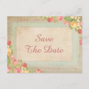Elegant Vintage Roses 30th Save The Date Announcement Postcard