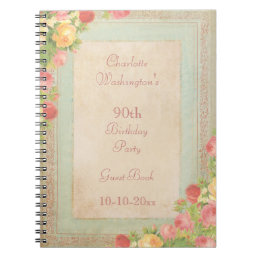 Elegant Vintage Roses 90th Birthday Party Notebook