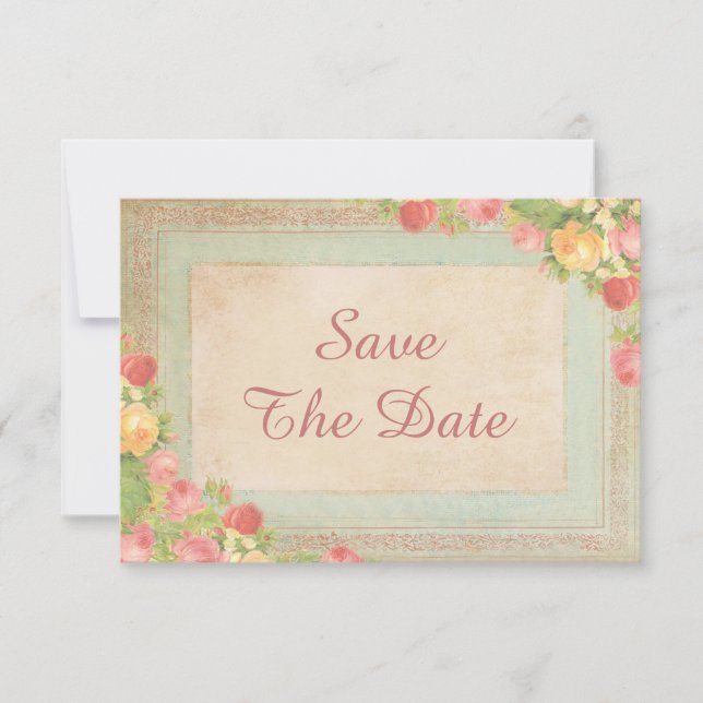Elegant Vintage Roses 90th Birthday Save The Date (Front)