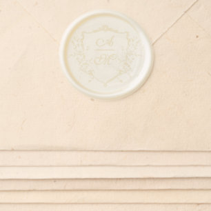 Elegant Vintage Roses Crest Wedding Wax Seal Sticker