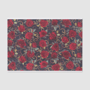 Elegant Vintage Roses & Damask Pattern Decoupage Tissue Paper