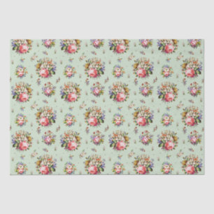 Elegant Vintage Roses Floral Pattern on Sage Tissue Paper