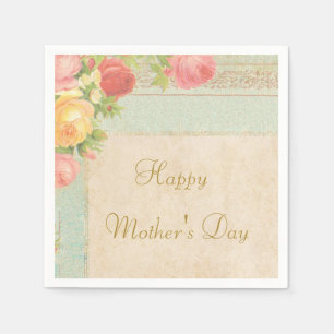 Elegant Vintage Roses Mother's Day Paper Napkins