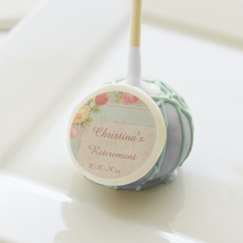 Elegant Vintage Roses Retirement Party Cake Pops