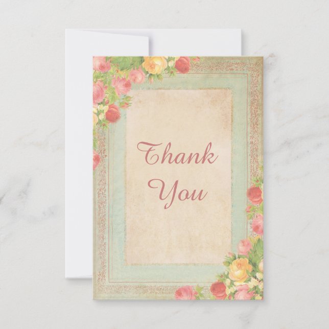 Elegant Vintage Roses Thank You (Front)