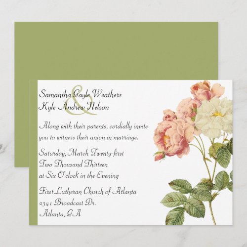 Elegant Vintage Peonies Floral Wedding Invitation